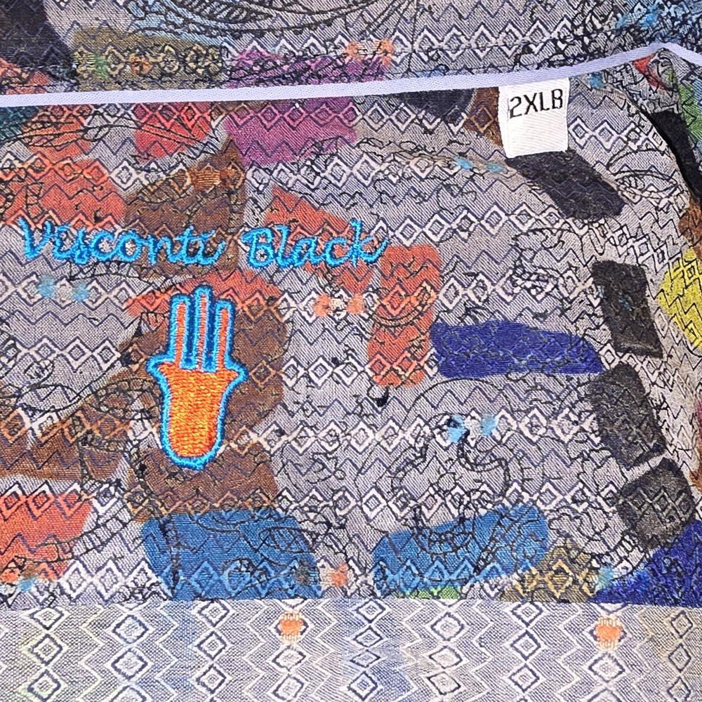 Luciano Visconti Shirt Men's Size 2XLB Multi-Color Wild Print Cotton/Modal - Picture 4 of 5